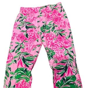 Lily Pulitzer Youth Leggings Pull On Pink Floral Preppy Beachy Summer Size 8